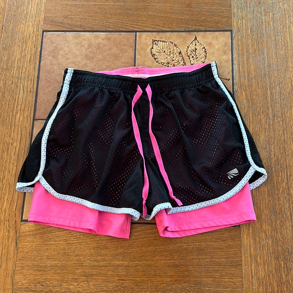 Cute black/pink mesh workout shorts